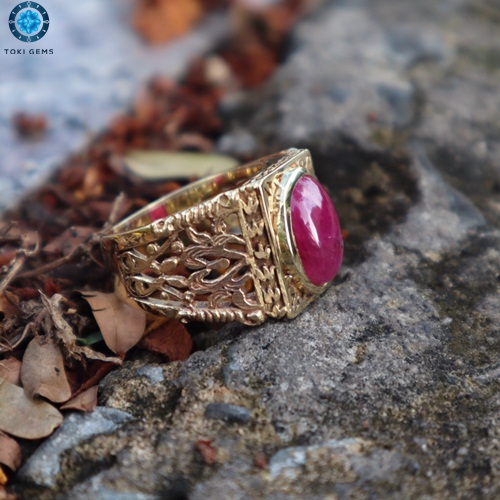 Nhẫn Nam Đá Ruby Thiên Nhiên Cao Cấp